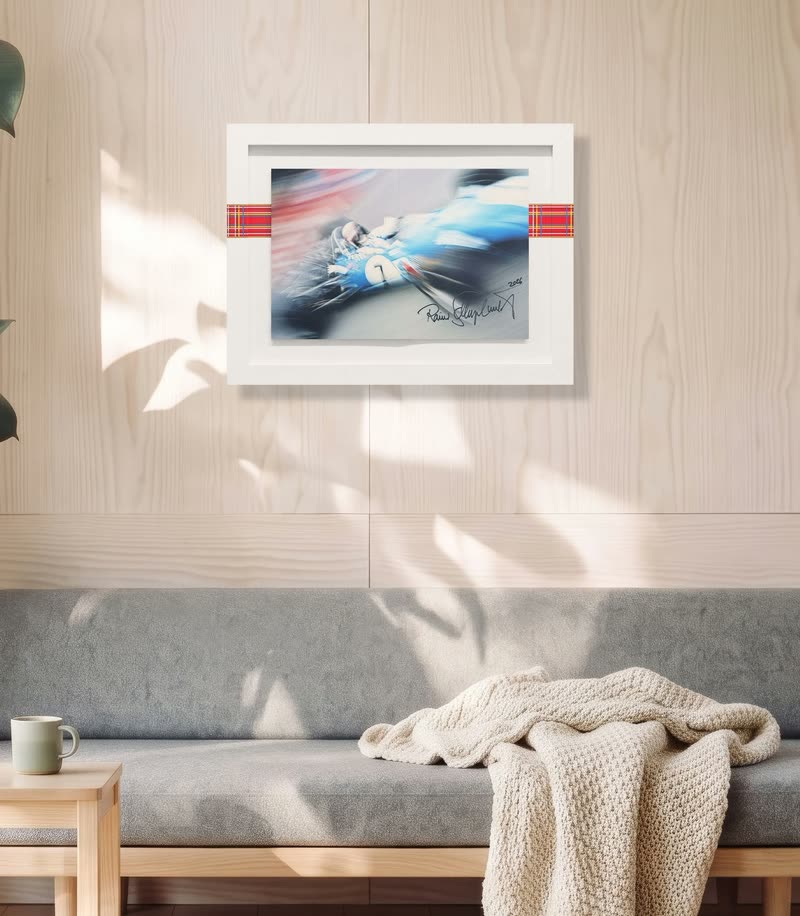 The Rainer-signed edition above a sofa